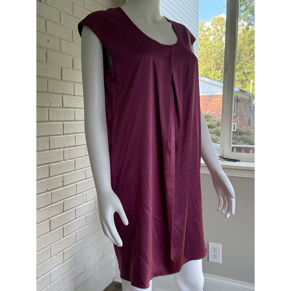 Ann Taylor 94% Silk Berry Shift Dress Small Minimalist Cap Sleeve - Picture 4 of 15